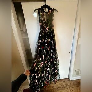City Studio Black Maxi Dress with Multicolor Floral Embroidery